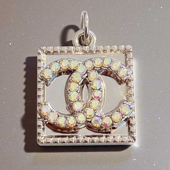 CHANEL Jewelry - CHANEL Authentic Silver and Iridescent Accents Necklace Charm Pendant